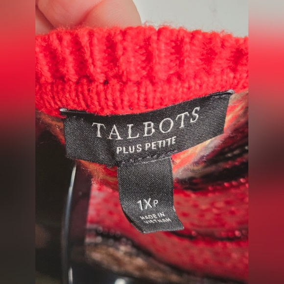 Talbots Fair Isle Cabincore Nordic Holiday Sweater, Size 1X Petite - Picture 3 of 4